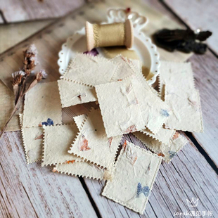 SARAH自制手帐素材特种纸手工花瓣纸褶皱纸邮票标签打底背景素材