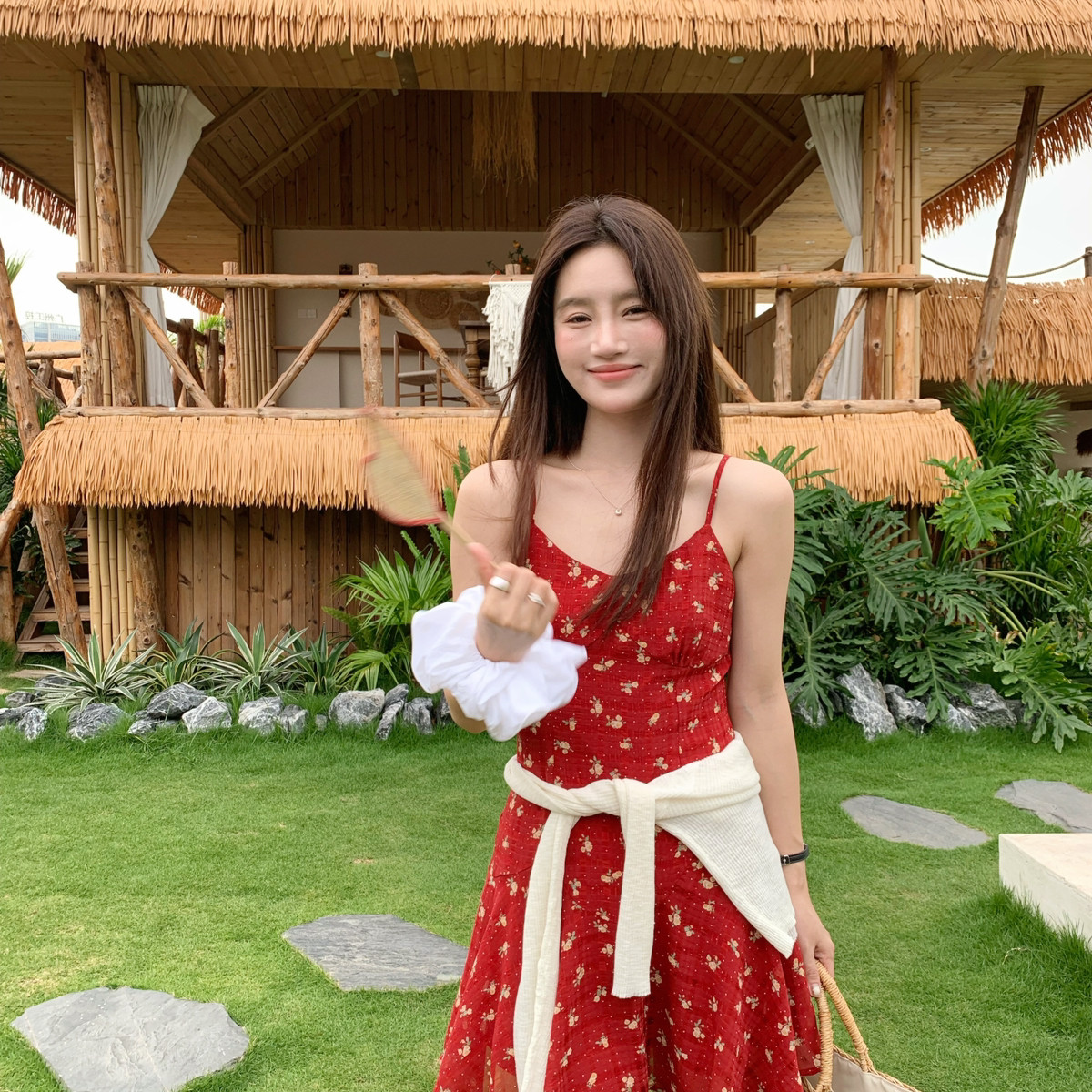 SARA-韩系小清新碎花吊带连衣裙(不含开衫)26168