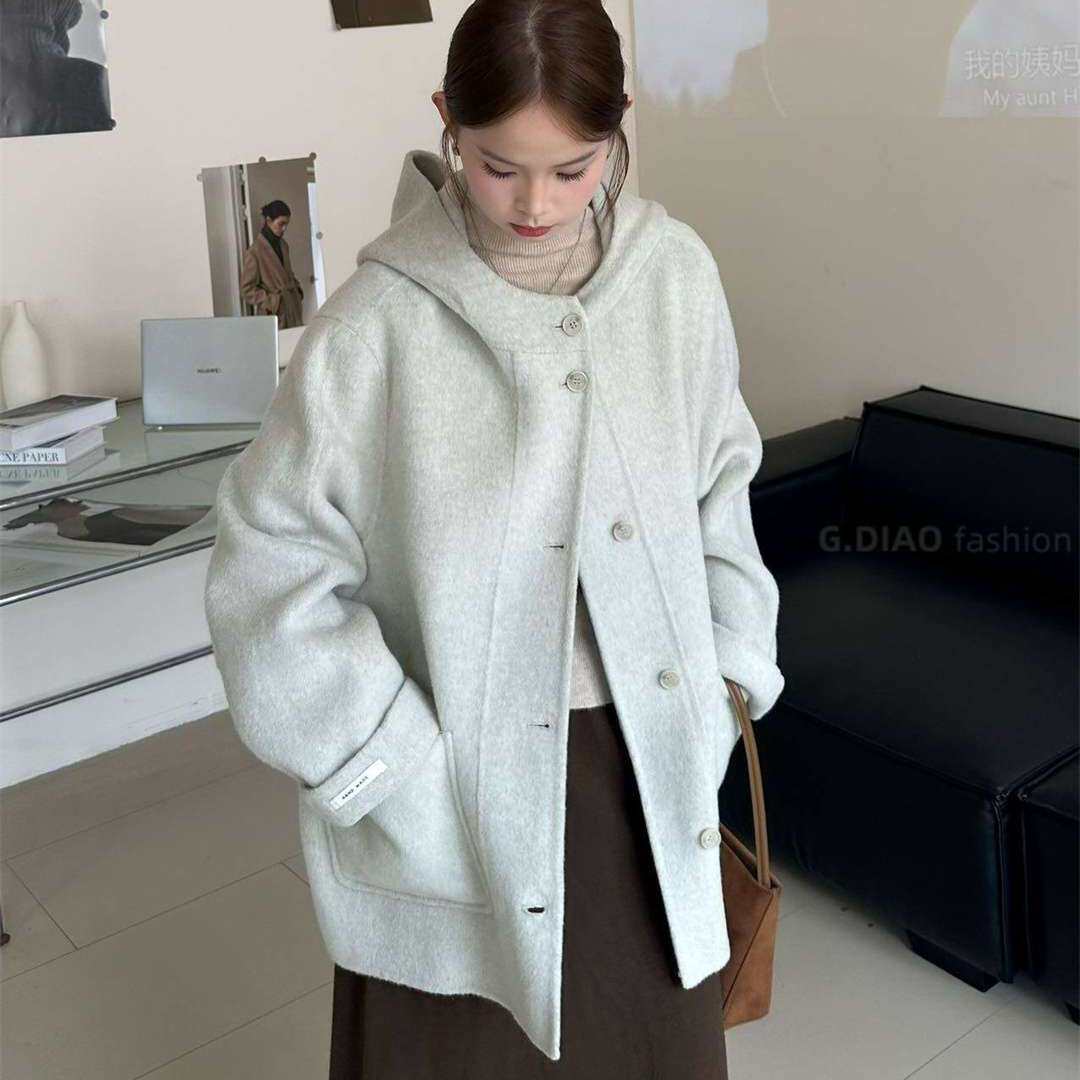 十三行韩系时尚百搭新款羊毛休闲大衣外套(含100羊毛)(爆款)