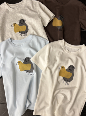 CHILLING24丘林秋上新绵羊印花套头时尚短袖T恤33BT307