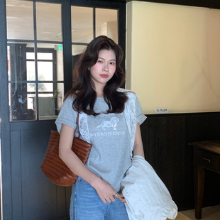 SUSAN-26年早春松弛出街韩系宽松慵懒百搭短袖T恤(配丝巾)DT331