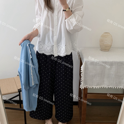 QS ONETWO-压褶刺绣镂空叠穿韩系超精致小衫(尺寸仅供参考)15318