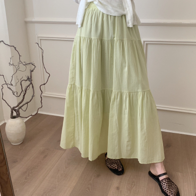 芭妮Bonnet-夏上新多色百搭款显瘦棉麻质感伞裙半身裙N152-26-78