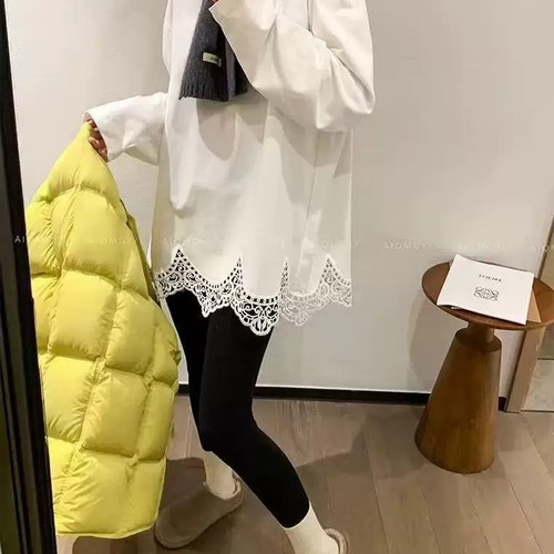 杭楚-下摆叠穿打底衫女2025冬季新款时尚百搭显瘦长袖T恤YS1-8327