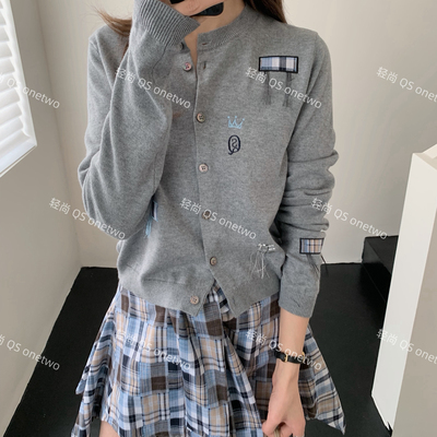 QS ONETWO-感刺绣叠穿百搭韩系质感针织开衫(尺寸仅供参考)15225