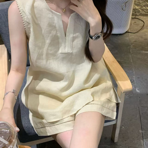 in.11-26夏上新法式休闲纯色短款无袖背心+短裤两件套套装26813