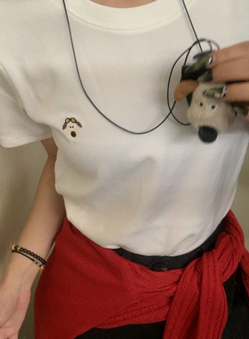 CHILLING24丘林秋上新掌门狗卡通T短袖T恤配挂饰53AT513