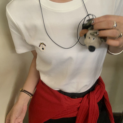 CHILLING24丘林秋上新掌门狗卡通T短袖T恤配挂饰53AT513