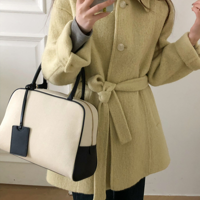 OMELET蛋卷-羊毛外套(配腰带)（含11.4羊驼毛）(80.4绵羊毛)PJ259