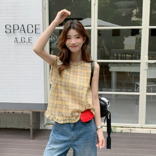 SUSAN-夏上新夏季新款韩系复古小清新重工小衫(单卖小衫)5679s