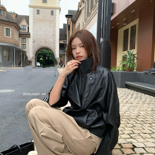 CHILLING24丘林-秋上新双层立领设计皮衣43BK162