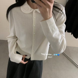 SUGAR-新设计感镂空百搭显瘦洋气减龄针织开衫（含100绵羊毛）263