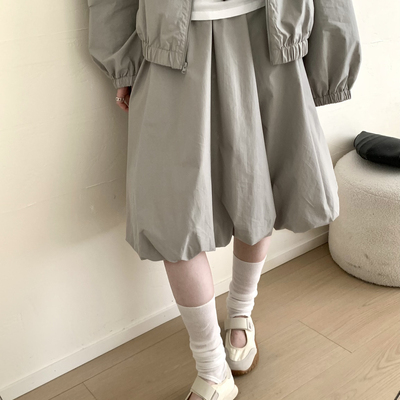 TOMORROW-韩女基础百搭极简中长泡芙半身裙26DWW50055