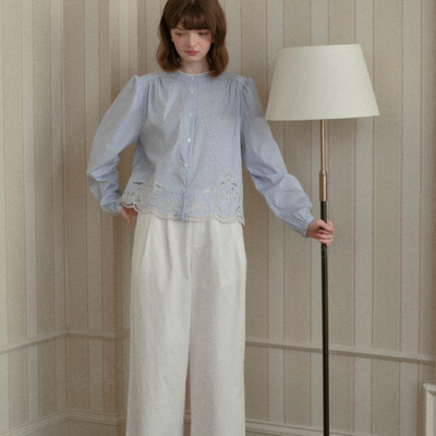 QS ONETWO-接镂空下摆设计款氛围感韩系小衫(尺寸仅供参考)15308