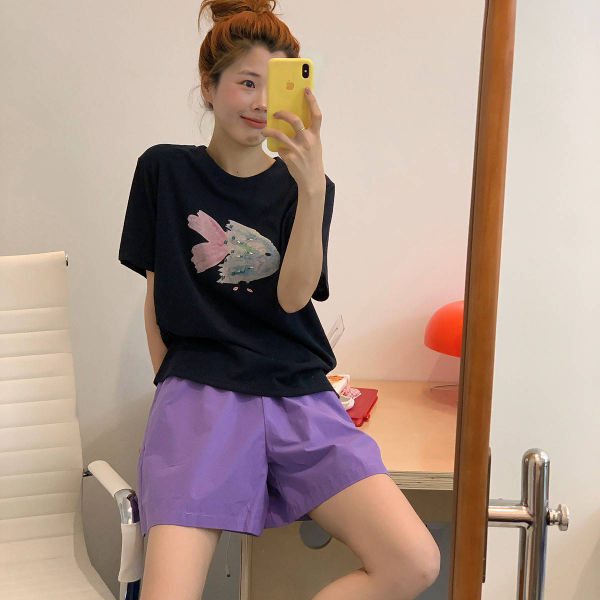 Vaoom-彩色小丑鱼少女心印花设计圆领百搭短袖T恤KA439