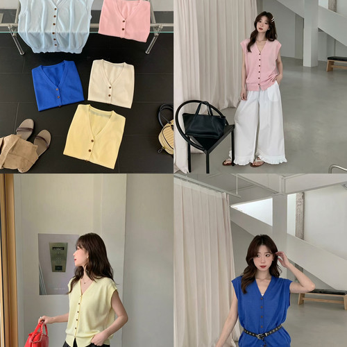 SUSAN-夏上新夏季简约排扣百搭气质针织开衫(不配腰带)3937s