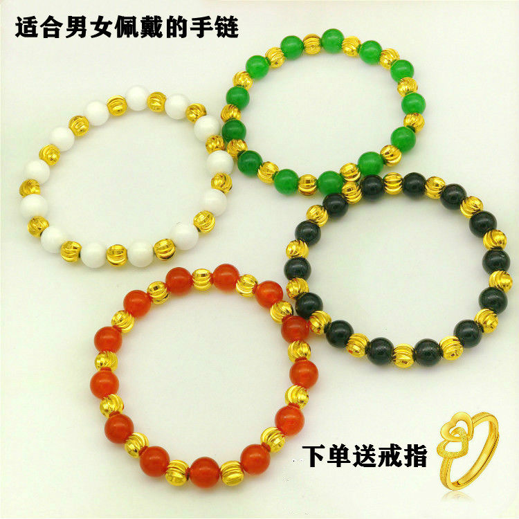 情侣镀黄金红玛瑙不掉色手串