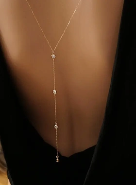 现货欧美时尚简约水滴背链项链body chain身体链女长项链
