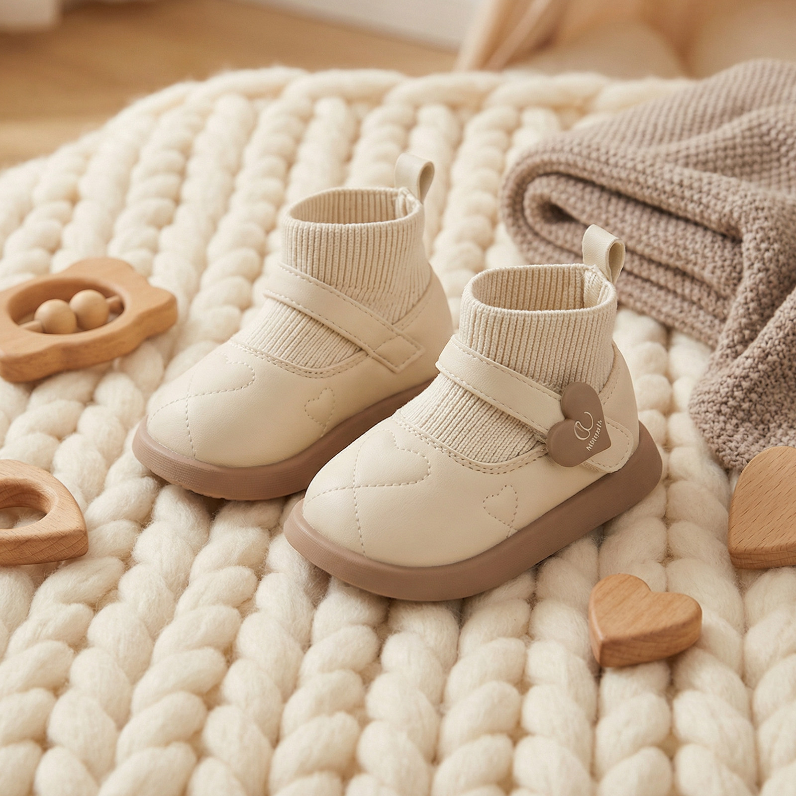 秋冬新款宝宝棉靴女童韩系软底学步鞋爱心魔术贴袜靴时尚百搭公主,童鞋/婴儿鞋/亲子鞋,棉靴,淘宝优惠券,粉丝福利购,淘宝优惠卷