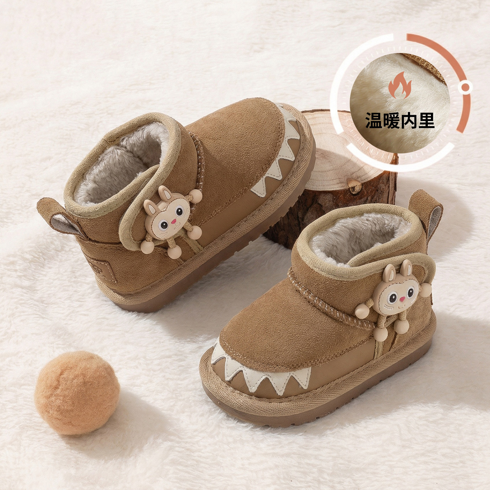2025冬季新款宝宝雪地靴卡通魔术贴男童软底防滑棉鞋女童加绒棉靴,童鞋/婴儿鞋/亲子鞋,雪地靴,淘宝优惠券,粉丝福利购,淘宝优惠卷