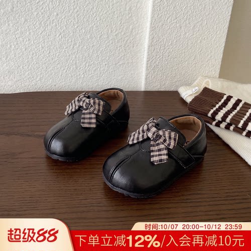 幼儿百搭舞蹈鞋宝宝一阶段小皮鞋秋季新款室内鞋女童洋气周岁鞋子