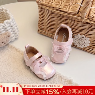 女童公主小皮鞋粉色软底防滑女宝宝鞋子2026玛丽珍小童春秋款单鞋