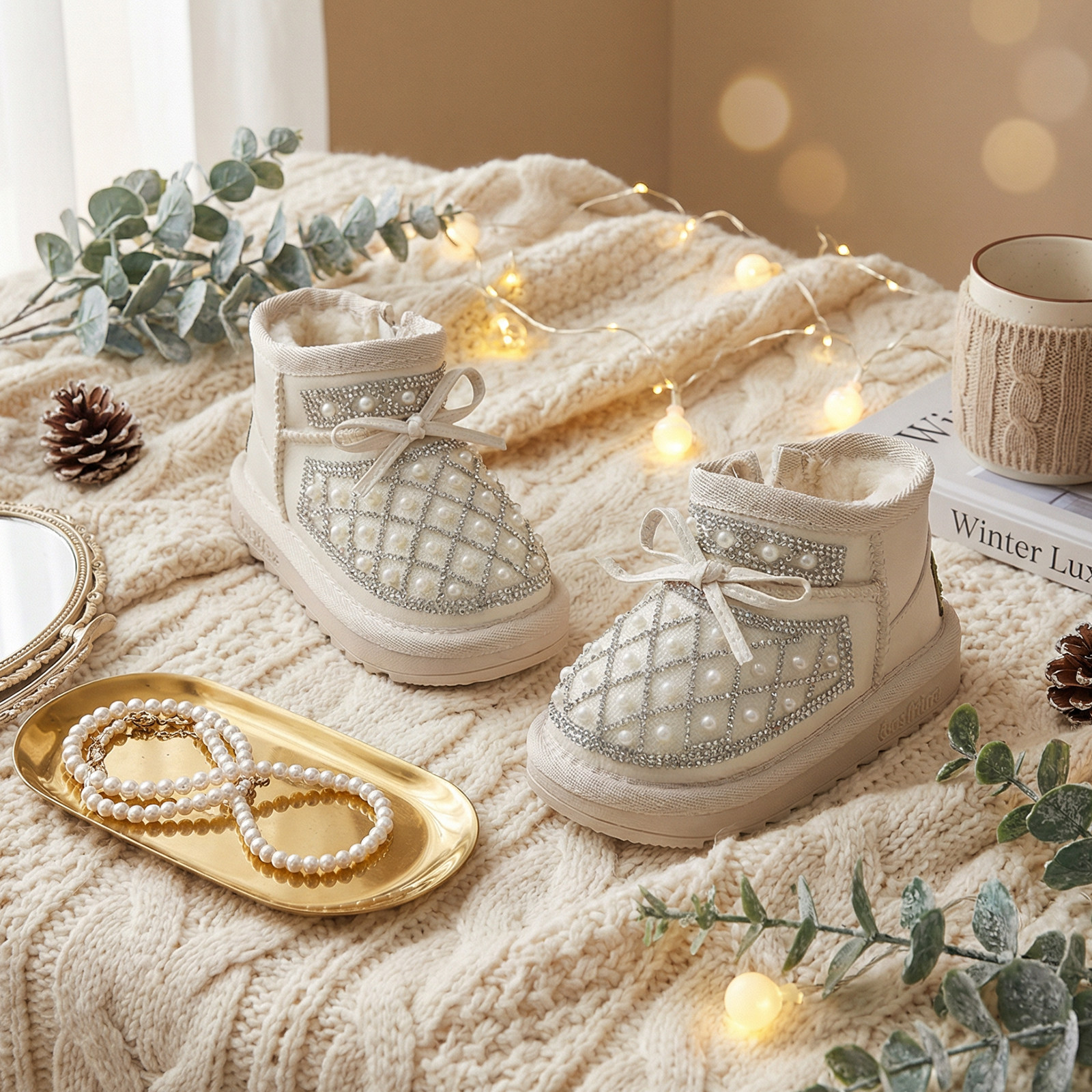 女童冬季新款稳步鞋加绒加厚保暖棉鞋宝宝软底防滑雪地靴蝴蝶结鞋,童鞋/婴儿鞋/亲子鞋,幼小稳步鞋,淘宝优惠券,粉丝福利购,淘宝优惠卷