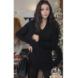 配鲨鱼裤 洋气长袖 T恤女春秋打底衫 内搭秋冬磨毛包臀上衣女 中长款