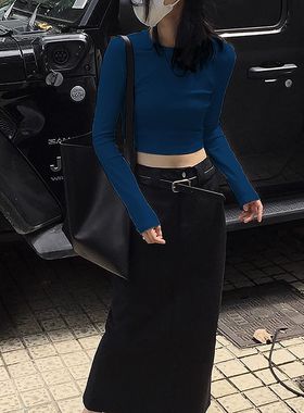 修身显瘦气质时髦短款女士长袖2025新款t恤秋冬季内搭打底衫上衣