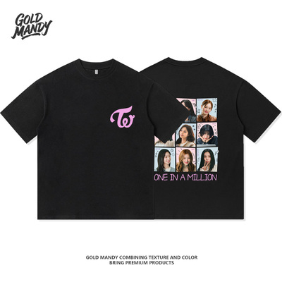 TWICE粉丝应援周边韩女团可爱写真重磅纯棉T恤半袖杉情侣男女同款