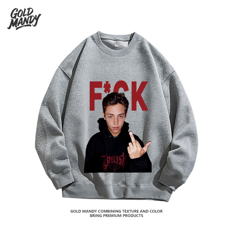 美剧无耻之徒卡尔中指人物设计美式印花重磅纯棉卫衣男女同款情侣