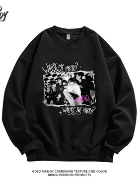 BTS防弹少年团粉丝应援周边爱豆KPOP重磅纯棉长袖卫衣服男女同款