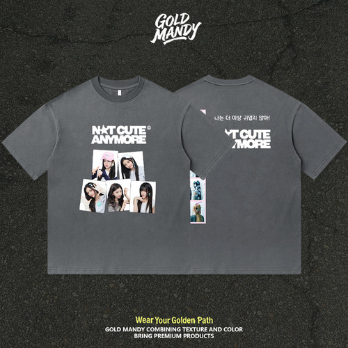 ILLIT韩团海报双面韩英文粉丝应援服周边纯棉T恤半袖情侣男女同款