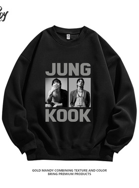 BTS防弹少年团粉丝应援周边田柾国人像重磅纯棉长袖卫衣男女同款