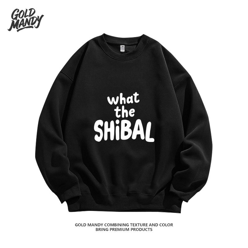 韩英文嘲讽西八搞笑设计印花打工人态度重磅纯棉长袖卫衣男女同款