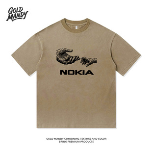 诺基亚开机动画复古手机经典高街重磅纯棉T恤半袖杉情侣男女同款