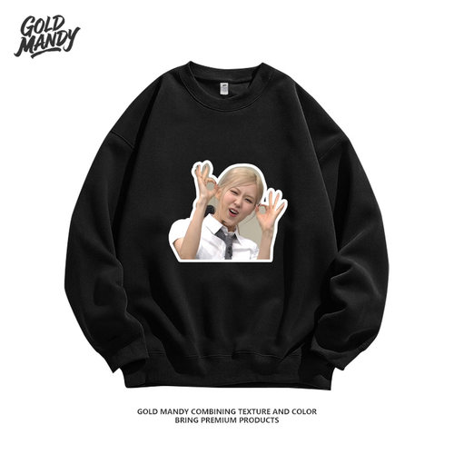 Blackpink粉丝Rose应援周边可爱搞笑综艺重磅纯棉长袖卫衣男女款