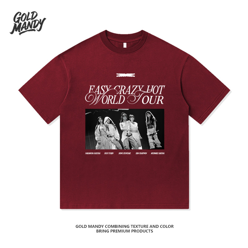 LeSserafim韩女团KPOP粉丝应援周边重磅纯棉T恤半袖杉情侣男女款,男装,T恤,淘宝优惠券,粉丝福利购,淘宝优惠卷