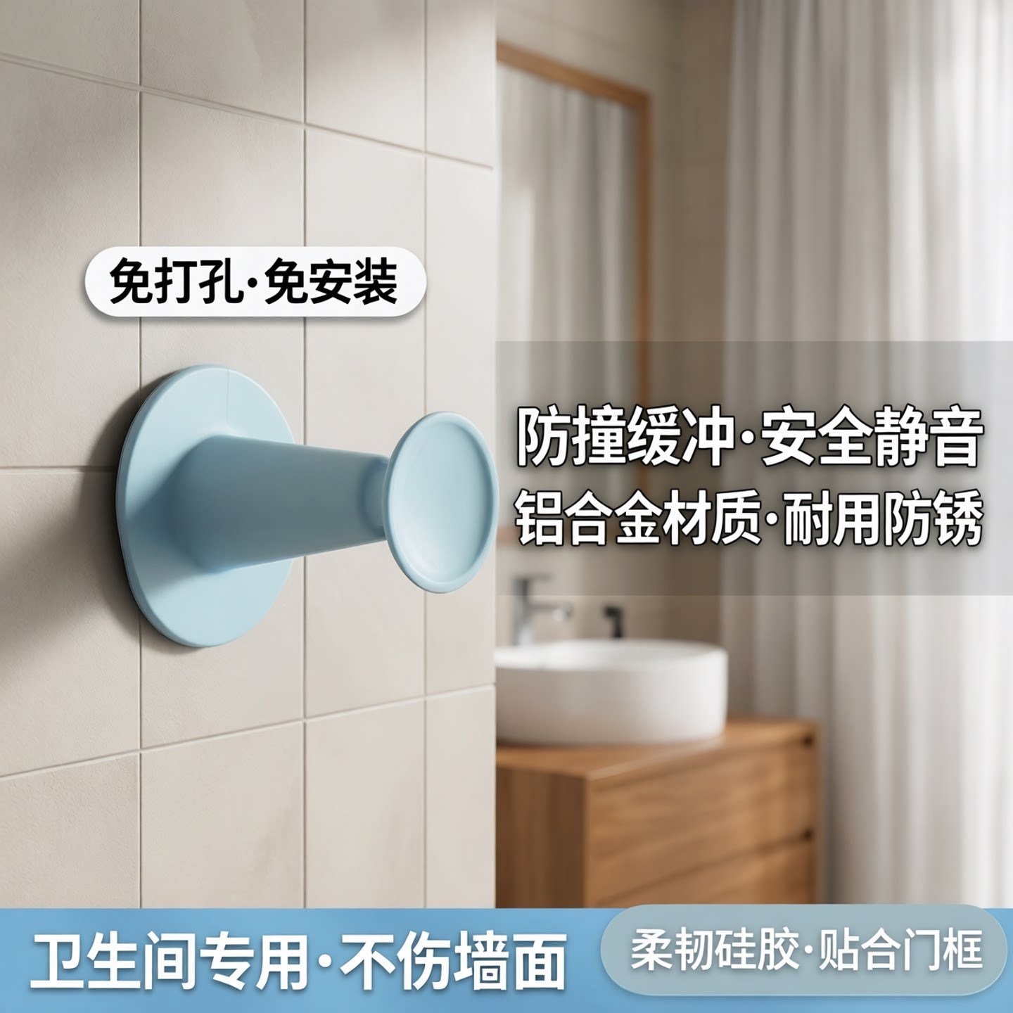 硅胶免打孔静音防撞门挡图片