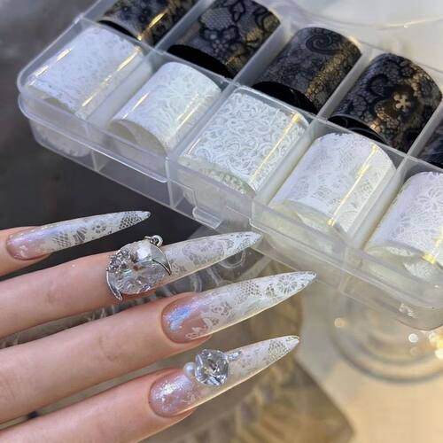 美甲饰品转印纸系列美甲转印纸星空黑白蕾丝多巴胺转印纸系列合集