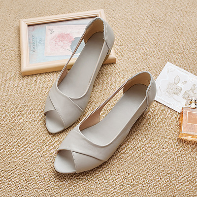 夏季真皮女凉鞋女式凉鞋鱼嘴鞋凉皮鞋女士皮凉鞋坡跟平底妈妈凉鞋