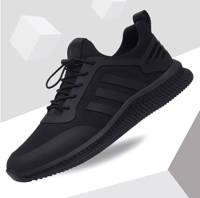 男士黑色真皮休闲网面百搭男鞋