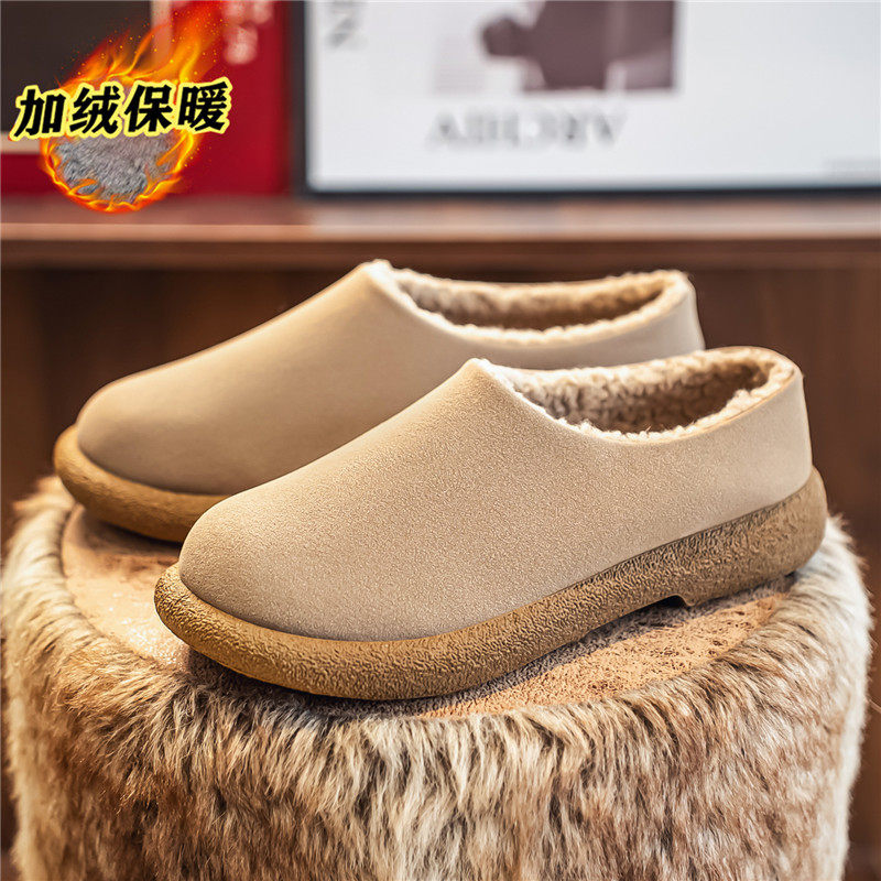 跨境大码包头加绒豆豆鞋男士韩版潮流勃肯懒人一脚蹬套脚休闲棉鞋,运动鞋new,运动休闲鞋,淘宝优惠券,粉丝福利购,淘宝优惠卷