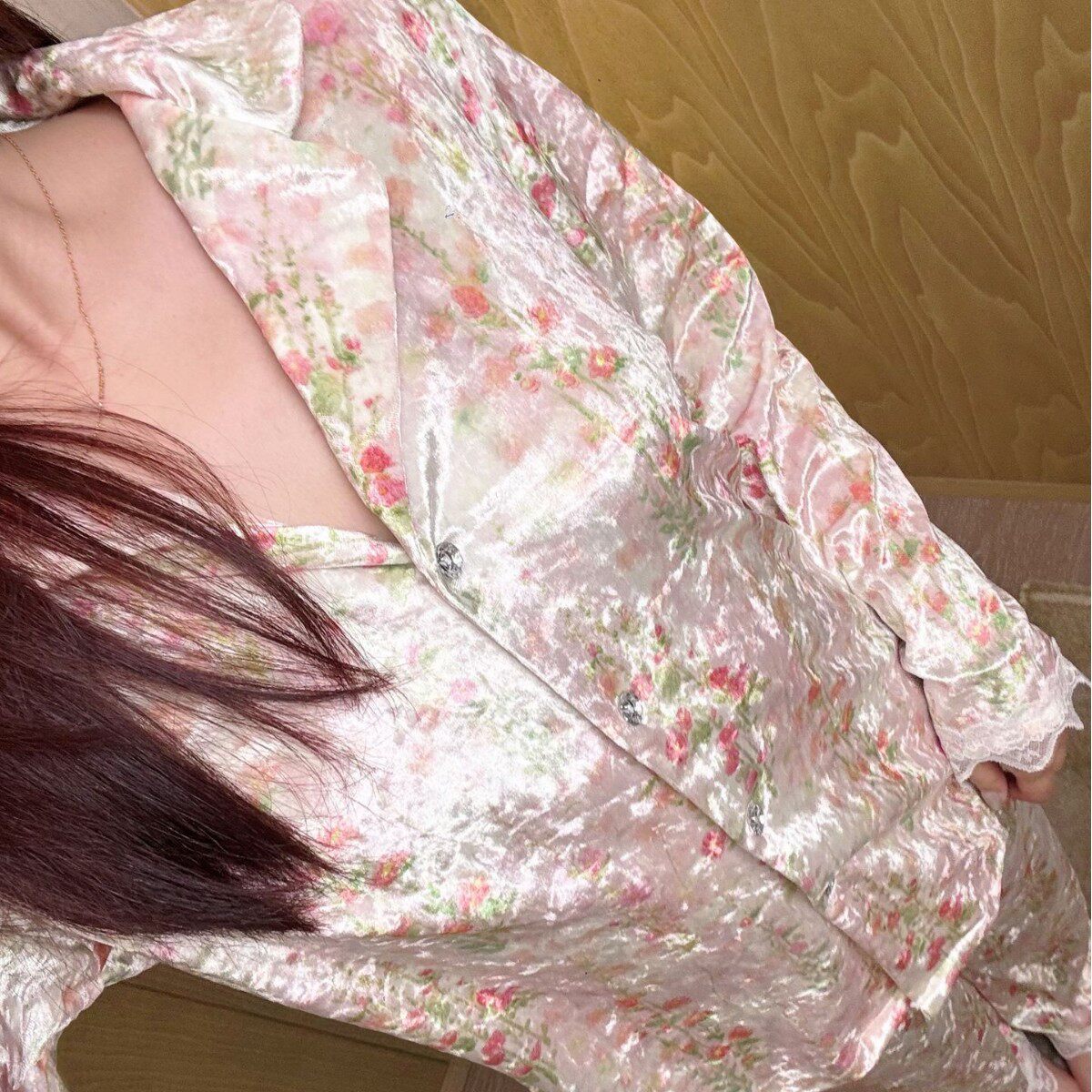 2025新款女睡衣金丝绒碎花印花长袖秋冬金钻绒奢华高级感家