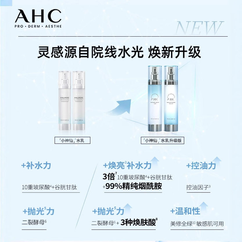 正品/韩国AHC神仙水乳套装玻尿酸晶透补水保湿护肤品化妆品四件套