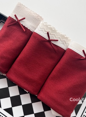 本命年安可拉红仿羊绒软糯秋冬新年保暖磨毛包臀纯棉裆红色内裤