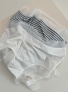 INS风简约条纹波点轻柔莫代尔中腰舒适轻盈小兰裙女三角裤