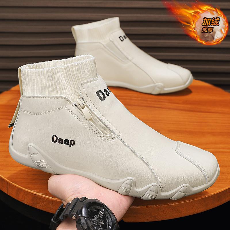 冬季棉鞋DM99-1加绒高帮袜子口舒适五指鞋拉链懒人鞋男鞋