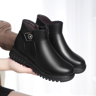 中老年妈妈真皮棉鞋女士冬季女鞋子加厚保暖靴子软底防滑羊毛皮鞋