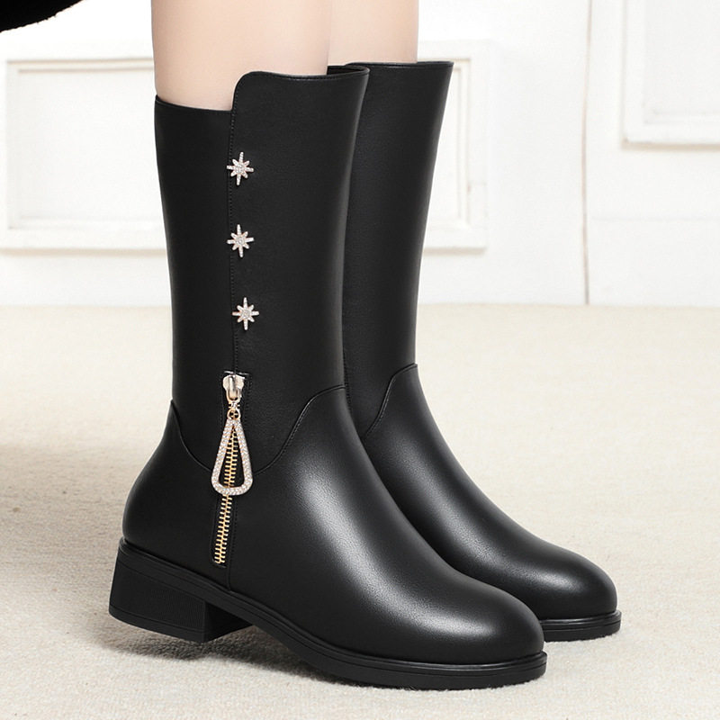 中老年妈妈靴子女冬中筒靴软皮加绒皮靴年新款棉鞋保暖靴棉靴,运动鞋new,运动休闲鞋,淘宝优惠券,粉丝福利购,淘宝优惠卷